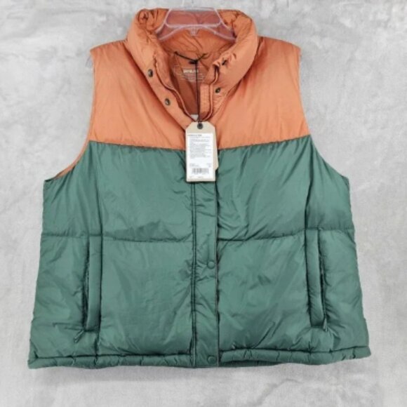 Prana Hellebore Down Puffer Vest Womens‎ Size X-Large Dark Ale Colorblock - Picture 1 of 8